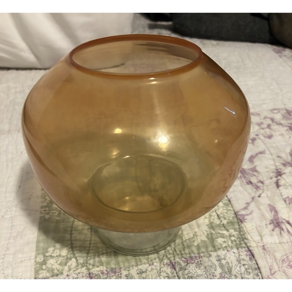 Place & Time Mushroom Vase Candle Holder, Amber/Clear Glass, 6 in